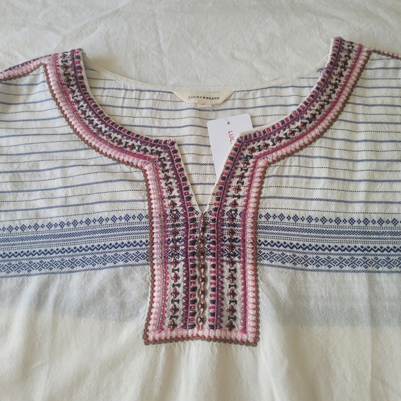 Lucky Brand Womens Top Size XL Embroidered Boho Festival Hippie Nature NWT - Picture 2 of 8